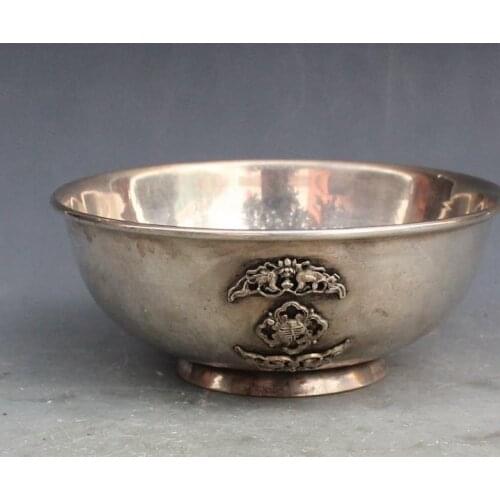 Antique collection rare Old Qing Dynasty) silver bowl tableware ,Household adornment furnishing articles,free shipping