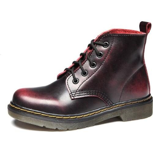 Woman Fashion Genuine Leather Motorcycle Ankle Boots Female Lace Up Casual Flat Comfortable Spring Autumn Zapatos Mujer Shoes