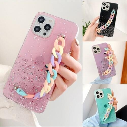 Rainbow Bracelet Sequins Star Glitter Case For iPhone 12 Pro Max 11 6 6s 7 8 Plus Back Cover For iPhone 11 X XS Max XR Fundas