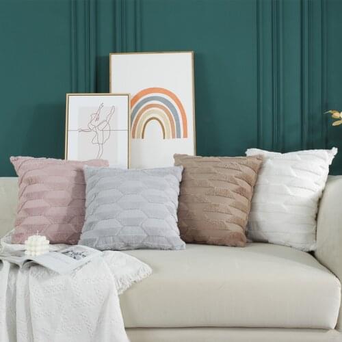 New style plush pillowcase solid color geometric sofa cushion cover living room pillow