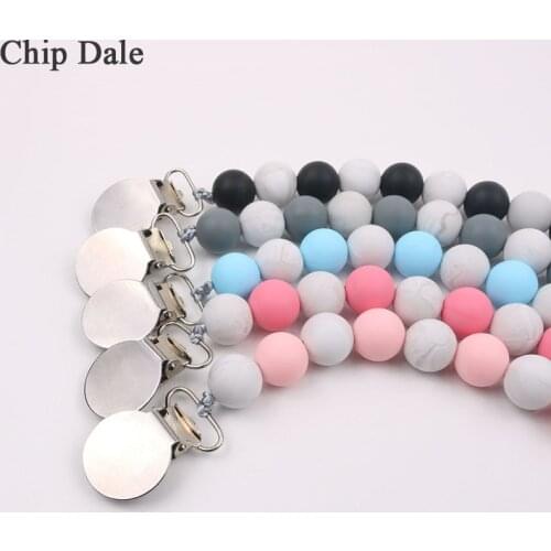 Chip Dale Pacifier Clips chain Food Grade Chew Silicone Beads BPA Free Dummy Clip Holder Soother Chains Baby Teething Toys Gifts