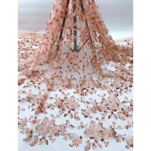 8colors graceful French net lace fabric high quality African tulle lace fabric with delicate sequins embroidery for dress FJL019