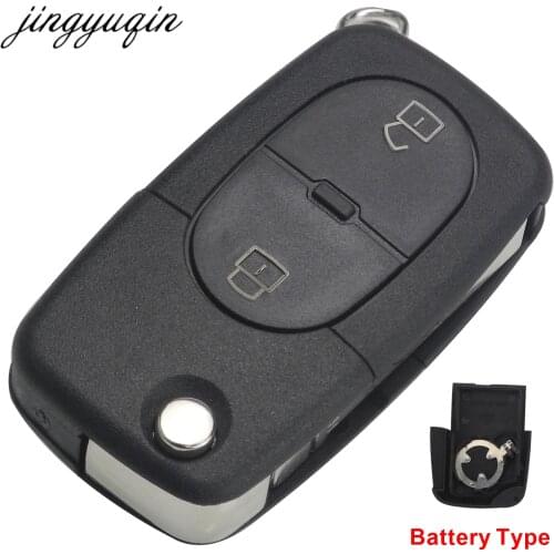 Jinyuqin 10pcs/lot fit CR1620 Battery Holder Flip Folding Key Shell For Audi A2 A3 A4 A6 Old Models 2 Button Remote Key Case