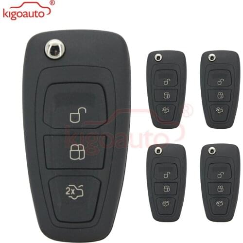 Kigoauto 5pcs 2036872 3 button 434mhz FSK 4D63 chip for Ford Mondeo Focus C-Max S-Max 2011 2012 2013 2014 AM5T15K601AD flip key