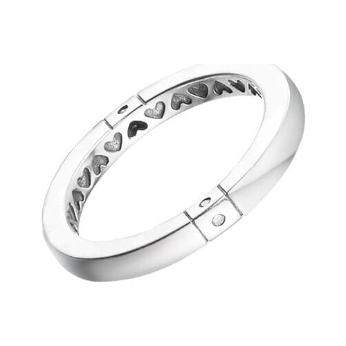 Fashion Female Rings Signature Logo & Hearts Ring With Clear Stone Sterling Silver Jewelry Rings For Woman Party Proposal