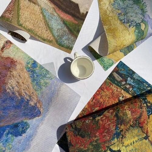 Placemats for table Oil painting style PVC Western placemat Creative pad Printing placemat Home hotel theme decoration mat