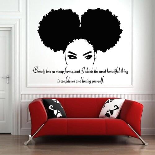 Beautiful African Woman Wall Decal African Girl Wall Sticker Quote Beauty Salon Wall Art Vinyl Home Interior Design Mural C237