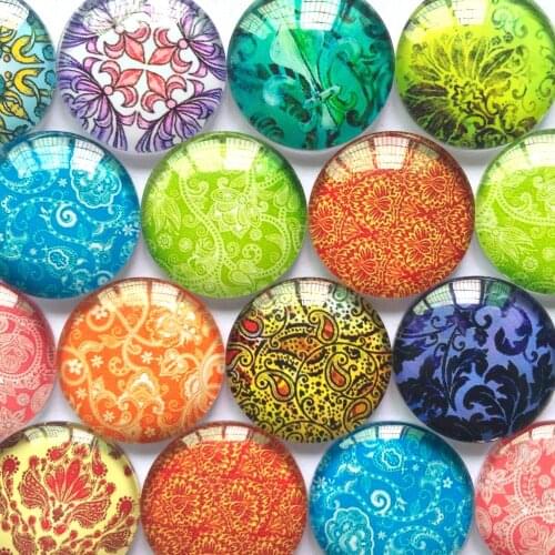 ZEROUP Round Glass Cabochon 12mm 20mm Mixed Pattern Handmade Diy Embellishments Suppies for Jewelry Clasps Craft TP-390