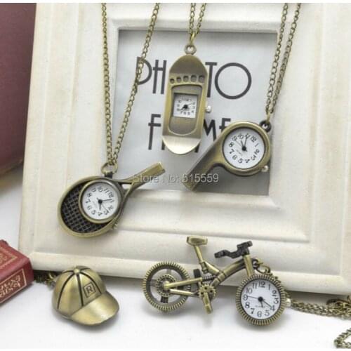 DHL Free Shipping Sports Pocket Watch Necklace High Quality Fob Watch 100pcs/lot Wholesale Christmas Gift Watch