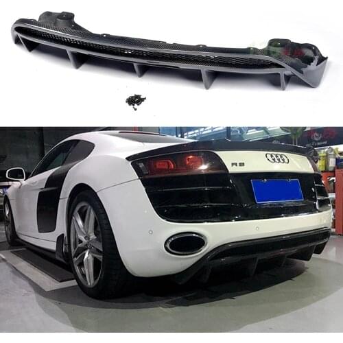 Matt Gloss Carbon Fiber Auto Rear Bumper Exhaust Lip Diffuser for Audi R8 GT V8 V10 2 Door 2010-2015 Black FRP Replacement