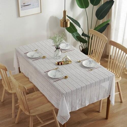 Fashion Hollow Out White Striped Retro Lace Tablecloth Wedding Home Party Decoration Table Cloth