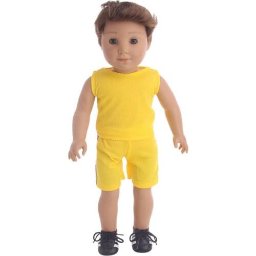 ZWSISU Fashion Fade Summer yellow Suit Fits 18 Inch & Boy Dolls Logan Doll Outfits for Chrid Summer Gift