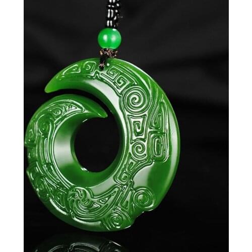 Fashion Green Jade Dragon jade Pendant Necklace Jewellery Chinese Hand-Carved Relax Healing Women Man Luck Gift
