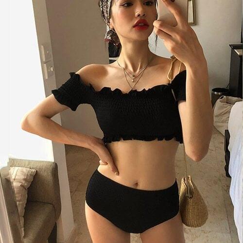 2021 New Summer Swimwear Women Sexy Beach Swimsuit Two Piece Set Solid Swimwear Split Swimsuit Surfing Beachwear