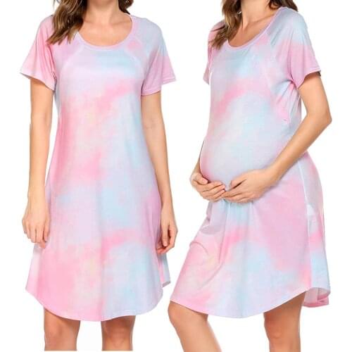 Breastfeeding Clothes Women Maternity Clothes Breastfeeding Colorful Casual Dress Pajamas Vestidos De Lactancia Materna