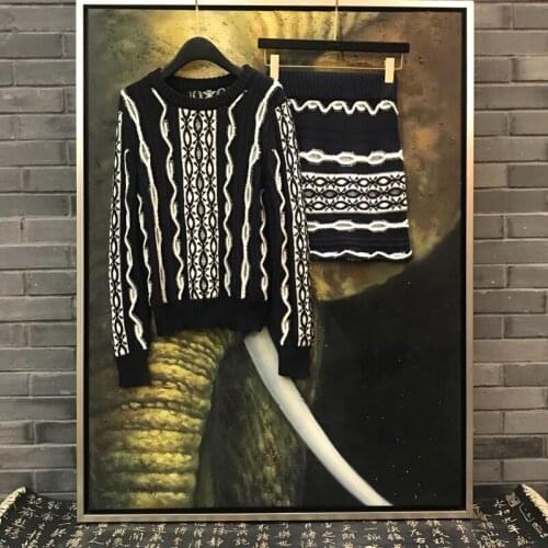 BLLOCUE Autumn winter Womens Knitting Skirt Set Long Sleeve Sweater + Knitted Skirt 2 Pieces Set Tracksuit Female