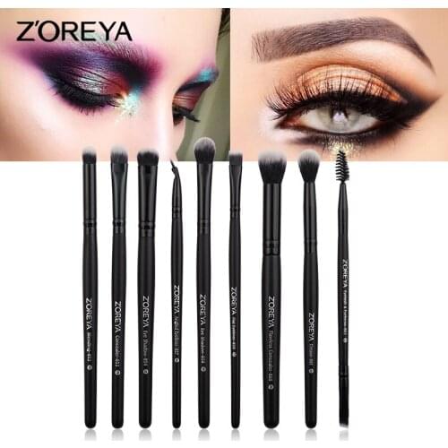 ZOREYA Manufacturers Hot Selling 9 Artificial Fiber Makeup Brush Set Eyeshadow Brush Set Beauty Tool Amazon