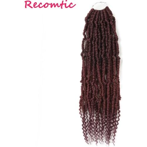 Recomtic Braiding Hair 18inch Bomb Twist With Curly End Synthetic Hair Extensions Crochet Hair For Women