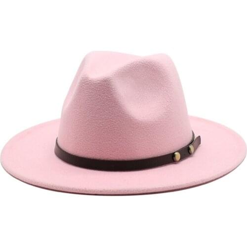 Fedora hat with chain 2021 explosion Panama British style metal belt retro hat men and women jazz hat felt hat