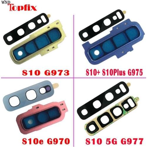 For Samsung Galaxy S10 Plus Rear Camera Glass Lens Cover With Frame Holder with Sticker Replacement Spare Parts For S10 glass