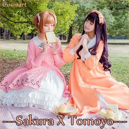 [STOCK]Anime Card Capter Sakura Tomoyo Lolita Dress Picnic Party Uniform Cosplay Costume NEW 2018