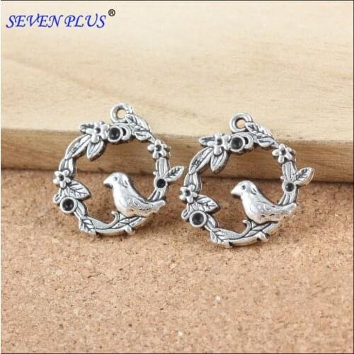 High Quality 20 Pieces/Lot 21mm*21mm Antique Silver Plated Birdcage Birds In Cage Charm
