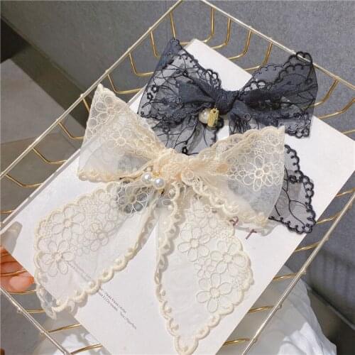 Women Elegant Fashion Bowknot Hair Clip Headdress Crystal pearls Spring Clip Hairpin Headwear Hari Accessories