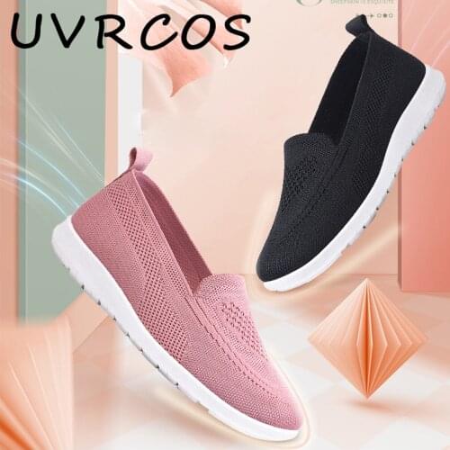 Womens Sneakers Mesh Breathable Sports Shoes Knitted Flat Shoes Female Comfort Loafers Shoe Casual Ladies Slip On Footware 2021
