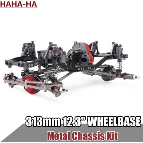 1/10 RC Crawler Metal Chassis Kit 313mm 12.3" Wheelbase with Metal Transmission Aluminium Axle Carbon Fiber Frame Rail