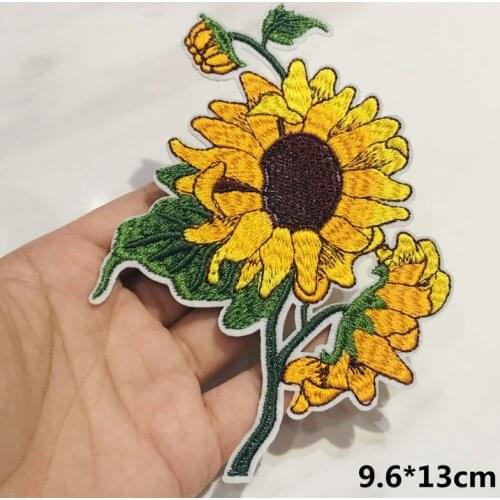 1Pcs Sun Flower Sunflower Iron On Patch Full Embroidered Clothes Patch For Clothing Garment Apparel Accessories Badge Stickers