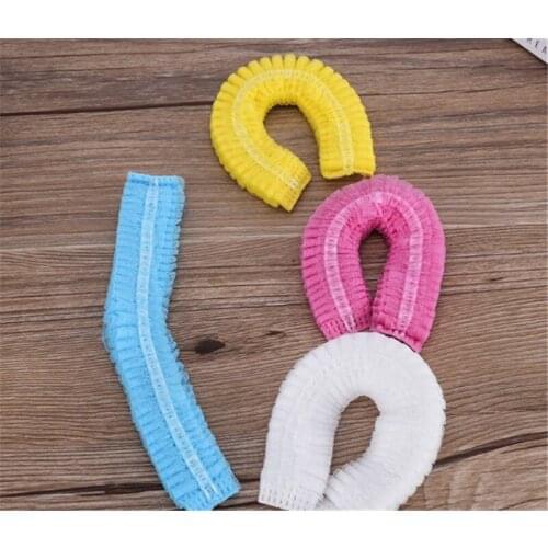 New Colorful 10pcs Portable Clean Disposable Cap for Spa Salon Bathroom Nonwoven Pleated Mob Cap Anti Dust Elastic Shower Caps