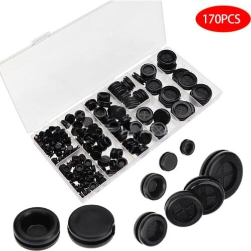 170Pcs Car Auto Rubber Grommets For Wire Rubber Grommet Firewall Hole Plug Set 7 Sizes Electrical Wire Gasket Kit Tool