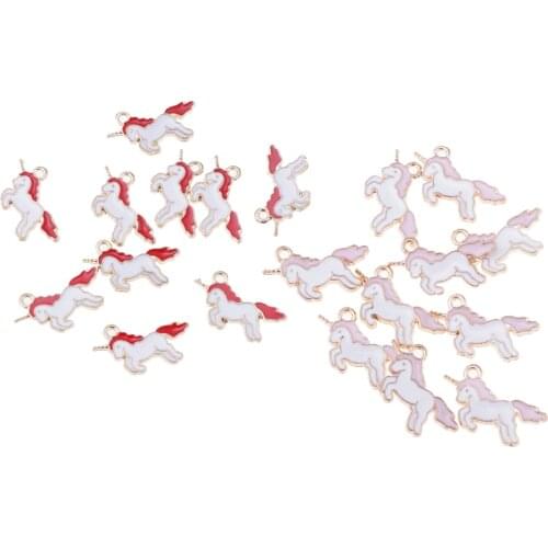 20Pcs Horse Unicorn Pendant Charm Animal Enamel Bead DIY Earrings Necklace Making