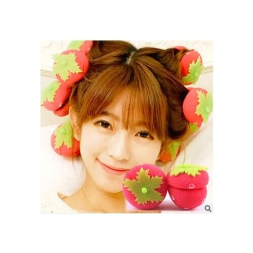 6pcs/set Strawberry Sponge Sleeping Beauty Magic Rollers No Hurt Hair Pear Flower Head Hair Care & Styling Tools HA020