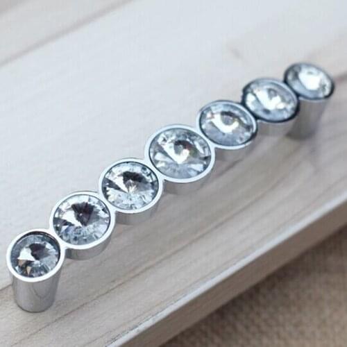 96mm modern fashion glass crystal kitchen cabinet wine cabinet door handle chrome drawer cupboard dresser knob pull silver