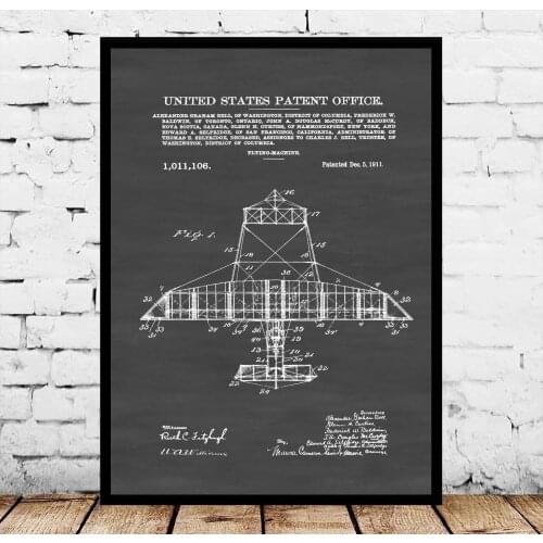 Alexander Graham Bell Flying Machine Patent Blueprint Poster