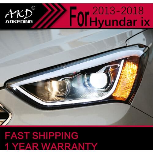 AKD Car Styling Head Lamp for Hyundai IX45 Headlights 2013-2018 New Santa Fe LED Headlight DRL H7 D2H Hid Bi Xenon Beam