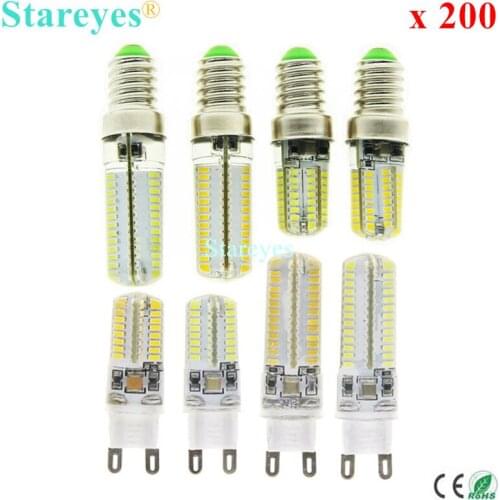 Free shipping 200 pcs Silicone E14 G9 6W 9W 3014 SMD 64 104 LED LED Corn lamp Droplight Chandelier candle Pendant bulb light