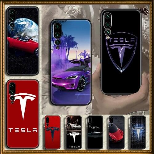 Tesla Electric Car Phone case For Huawei P Mate P10 P20 P30 P40 10 20 Smart Z Pro Lite 2019 black art shell fashion funda soft