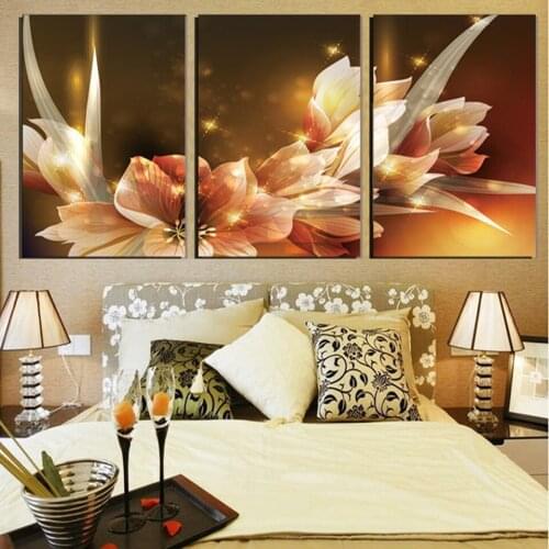 For Living Room Modern HD Printed Frame Canvas 3 Panel Beautiful Bright Flowers Wall Art Home Decor Painting Poster Pictures