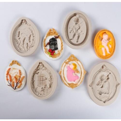 Angel Wheat Ear Bird Cage Mold Fondant Cake Decor Silicone Mold Chocolate Baking Tool for Cakes DIY Aromatherapy Plaster Pendant