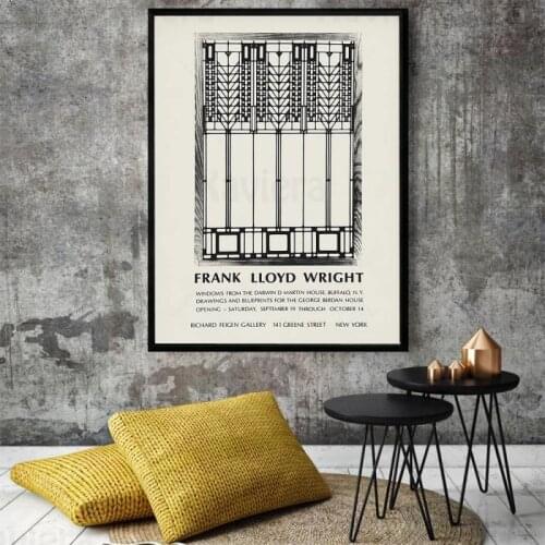 Frank Lloyd Wright Artwork Architect Painting Canvas Prints Richard Feigen Gallery Exhibition Vintage Poster Wall Art Home Decor