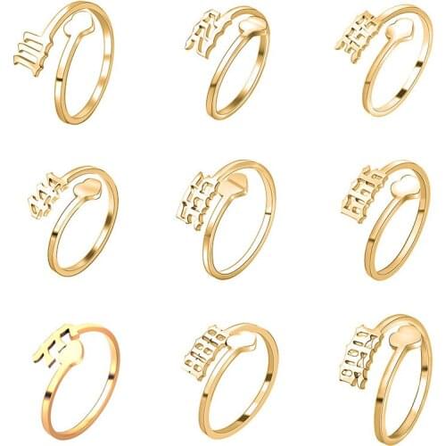 Lucky 111 222 333 444 555 Rings Stainless Steel Angel Number Ring For Woemn Adjustable Finger Rings Minimalist Jewelry