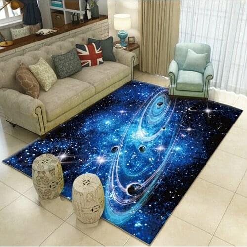 3D Printed Planet Galaxy Space Carpet, Sofa Kitchen Non-slip Floor Mat for Living Room Bedroom Area Floor Mat
