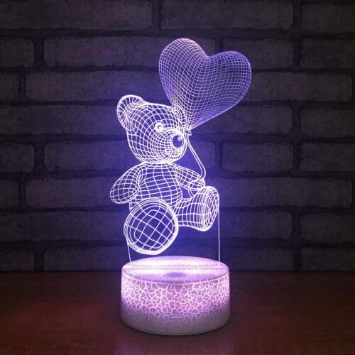 Creative Bear Bedside 3d Night Lamp Energy-saving Led Small Table Novelty Led Night Light Usb Led 3d Light Fixtures