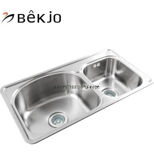 Double Trough Package Kitchen Sink 304 Stainless Steel Sink Dz7802
