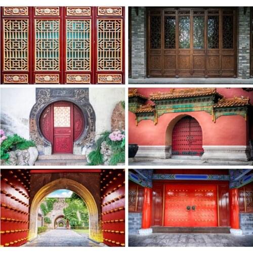 Laeacco Chinese Style Screen Door Palace Wedding Party Photography Backgrounds Customize Photographic Backdrops For Photo Studio