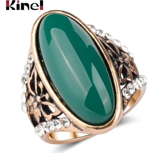 2020 Fashion Gold Color Rings For Women Unique Oval Vintage Crystal Wedding Ring Luxury Gifts