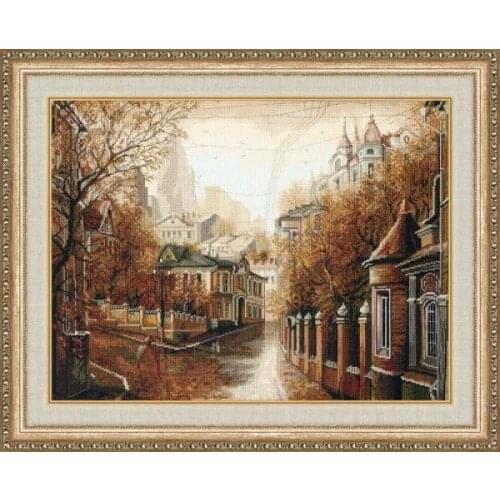 Autumn in the depths of the alley scenery Cross Stitch Kits Crafts 14CT Unprinted Embroidered Handmade Art Set Wall Home Decor