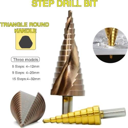 HSS Step Drill Bit Sets Staggered Step Drizzle Drill Metal Drills Spade Bit Titanium Coated Wood Tool Stepped Metal Drill Bits